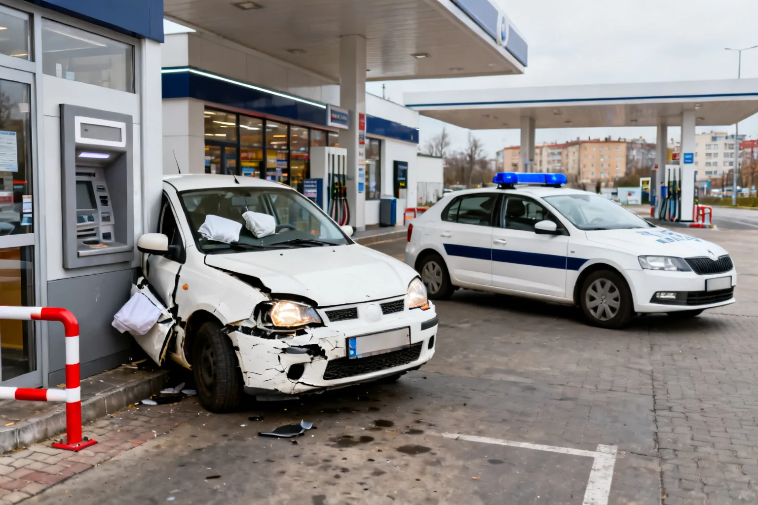 Pijany kierowca z 4‑latkiem uderzył w bankomat na stacji w Gdańsku
